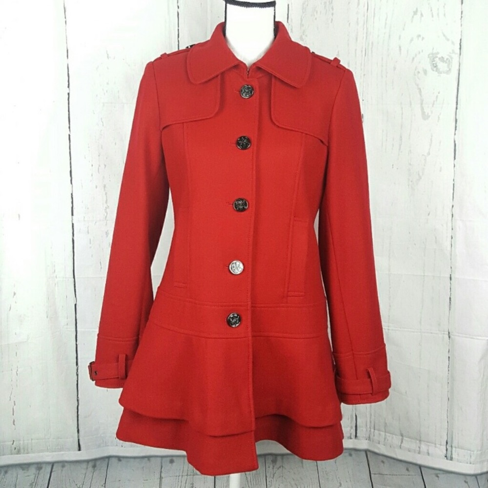 Guess Princess Style Wool Blend Button Front Coat
